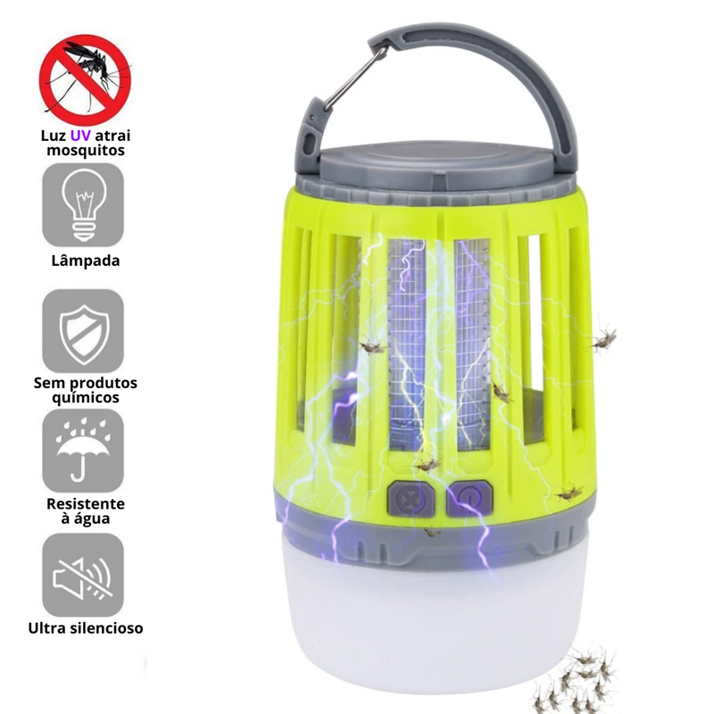 Lâmpada armadilha mata mosquito - Resistência IPX4 a água e luz regulável - Ideal para casa e jardim