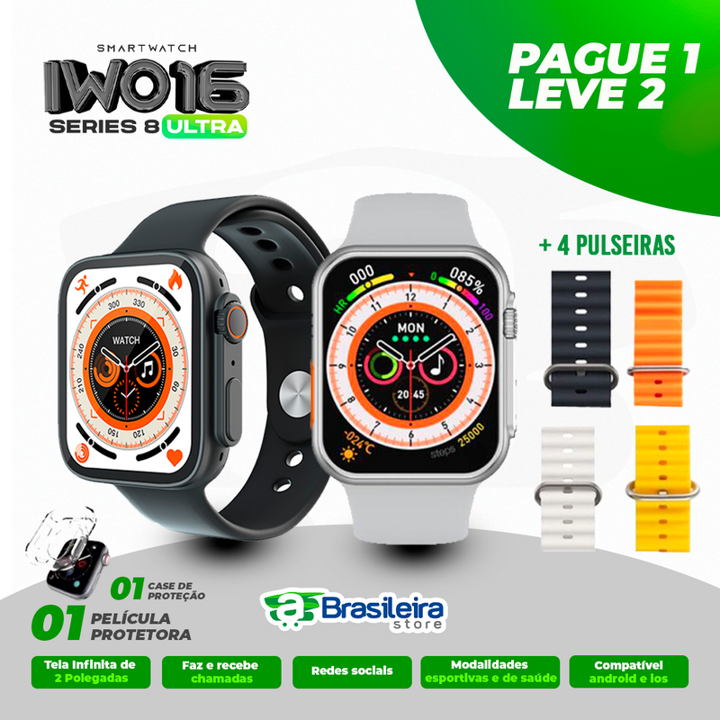 IWO 16 Series 8 ULTRA [ Compre 1 leve 2 ] com BRINDES + Frete Expresso Grátis | Lançamento 2023 | 12x cartões, boleto e PIX