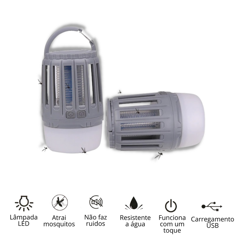 Lâmpada armadilha mata mosquito - Resistência IPX4 a água e luz regulável - Ideal para casa e jardim