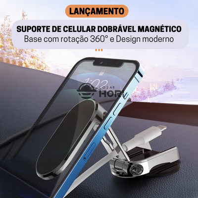 Suporte de Celular Magnético para Carro Base Flexível Rotação 360° Slim Pro + 2 BRINDES ESPECIAIS