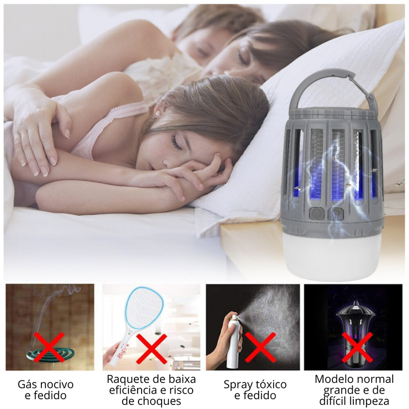 Lâmpada armadilha mata mosquito - Resistência IPX4 a água e luz regulável - Ideal para casa e jardim