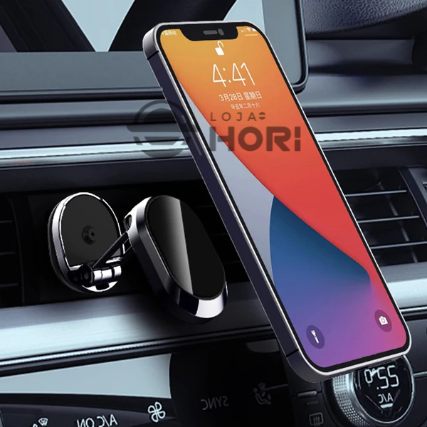 Suporte de Celular Magnético para Carro Base Flexível Rotação 360° Slim Pro + 2 BRINDES ESPECIAIS