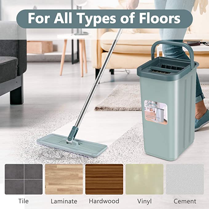 Super Flat Mop With Bucket And 2 FREE Microfiber Pad (Made for Smart Indians)