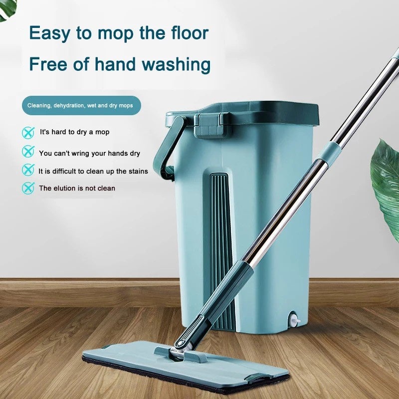 Super Flat Mop With Bucket And 2 FREE Microfiber Pad (Made for Smart Indians)