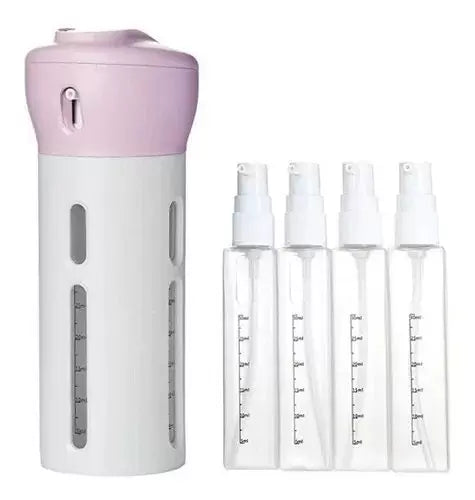 Dispenser 4X1 Pote Viagem Mala Shampoo Líquido Sabonete ROSA